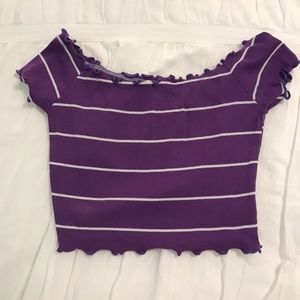 Purple and White striped Crop top